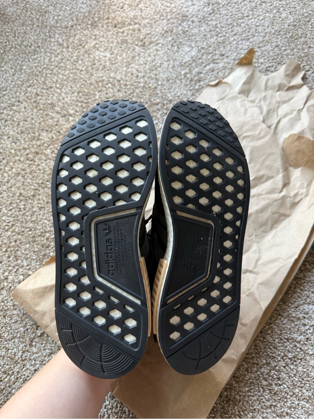 ADIDAS NMD R1 Black Runner with Cream Midsole & Peach Accents - Picture 4 of 8